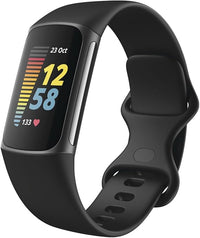 Pulsera avanzada actividad Fitbit Charge 5: con 6 meses de servicio Premium incluidos, hasta 7 días de batería, función ECG y Nivel de recuperación diario, Negro / Acero inoxidable negro grafito
