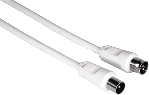 Hama | Cable de antena M-H (Cable de 1.5m, Ideal para TV por Cable, Doble blindaje, Enchufe coaxial) Color blanco