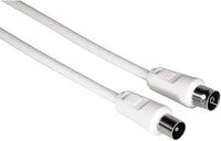Hama | Cable de antena M-H (Cable de 1.5m, Ideal para TV por Cable, Doble blindaje, Enchufe coaxial) Color blanco