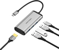 Docking Station Multifunzionale Tipo-C per HDMI, 3 x USB 3.0 e 0,15 metri PD - Grigio metallizzato - Vention