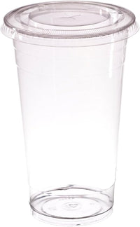 AIOS 50 vasos reciclables de PET para llevar con tapas planas de escotilla cruzada, para bebidas en movimiento (pequeño: 300 ml)