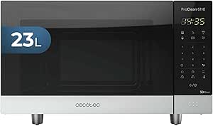 Cecotec Microondas negro ProClean 6010. 800 W, Capacidad de 23 Litros, Revestimiento Ready2Clean para una mejor limpieza, Panel de control y tecnología 3DWave, Control Táctil