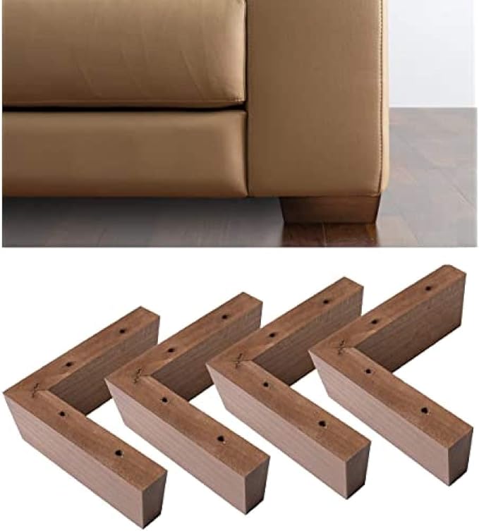 IPEA 4 Patas para Muebles y Sofás de Madera Modelo Angular – Color Nogal – Altura 50 mm – Fabricado en Italia – Juego de 4 Patas de Madera para Armarios y Sillones