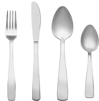 Juego de Cubiertos de Acero Inoxidable de 16 piezas -Otto Koning Hannover- pulido brillante. Cubertería para 4 personas. Set con Cuchara Cuchillo y Tenedor, Diseño Sencillo. Apto para lavavajillas