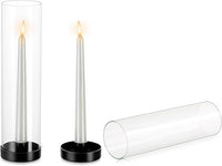 NUPTIO Huracán Candelabro Titular Negro: 2 Piezas de Vidrio de Metal Candelabros para Velas Cónicas Palo de 30cm Alto Claro Extremo Abierto Candelabro Cilindro Sombra La Boda del Partido Centros