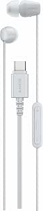 Sony IER-EX15C USB-C kabelgebundene In-Ear Kopfhörer mit Mikro – kompatibel mit Android, iOS, Tablet, Laptop & PC – verwicklungsfreies Kabel, kraftvolle Bässe – perfekt für Reisen & Alltag – Weiß