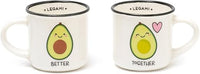 Legami Espresso for two, 2 tazas de café de porcelana New Bone, capacidad de 50 ml, tema aguacate, lavables en lavavajillas, aptas para microondas