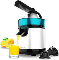 Cecotec Exprimidor Eléctrico de Brazo para Naranjas y Cítricos EssentialVita Hyden 120 Steel. 120W, 2 Conos Desmontables de Diferente Tamaño, el Grande de Acero inox y el Pequeño de Plástico, 250ml