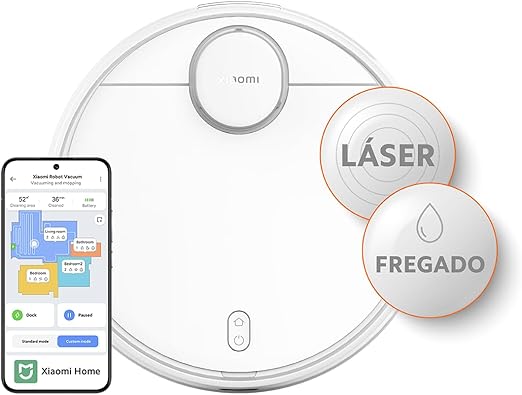 Xiaomi Robot Vacuum S12 - Robot Aspirador y fregasuelos con Sistema Inteligente de navegación láser (LDS), succión de 4000 Pa, rutas de Limpieza en Zigzag, Blanco