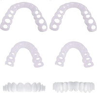Thumbnail for 2 pares de dentaduras postizas de dientes de carillas cosméticas conjunto de dientes superiores inferiores temporales dientes falsos dentaduras naturales prótesis dentales Snap On dentaduras carillas