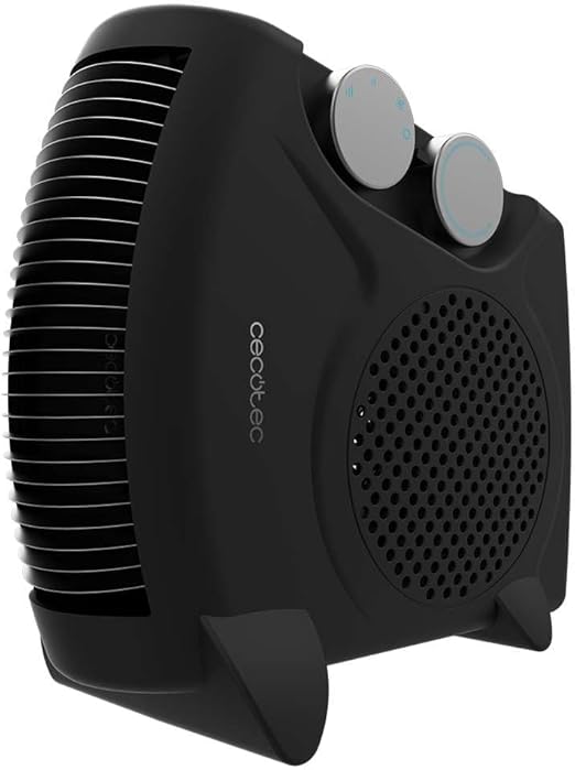 Cecotec Calefactor Eléctrico Bajo Consumo ReadyWarm 2000 Max Dual Black. Termoventilador de 2000W, 3 Modos, Termostato Regulable, Seguridad Sobrecalentamiento, Área de Cobertura 20m2