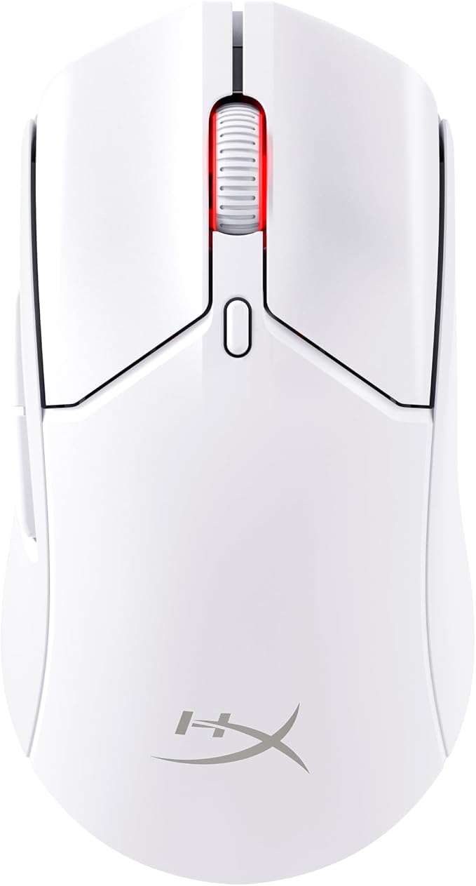HyperX Haste 2 Inalámbrico – Ratón gaming inalámbrico, ultraligero 61g, batería 100h, sensor preciso HyperX 26K, cable HyperFlex 2, antideslizamiento, color Blanco