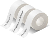 Compatible con impresora de etiquetas MAKEID L1 Q1 E1, cinta térmica para PRT/HPRT Qutie Label Maker papel de etiquetas impermeable de 15 mm x 4 m (blanco, 3 rollos)