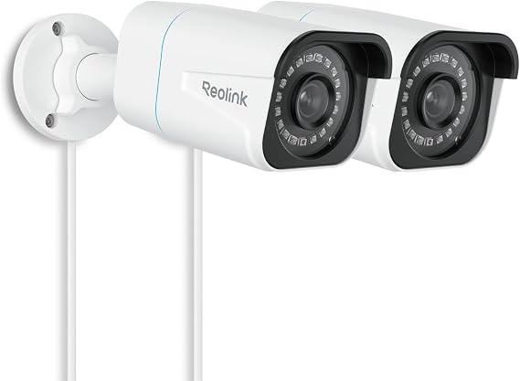 Reolink 4K 8MP Camara Vigilancia Exterior PoE con Detección de Personas/Vehículos/Pets, Impermeable, Alertas Inteligente, Cámara Bala con Ranura para Tarjeta SD, Lapso de Tiempo RLC-810A Paquete de 2