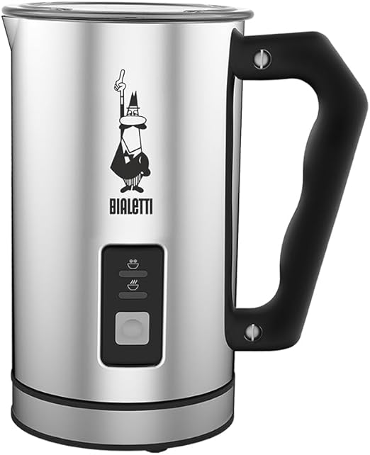 Bialetti 0004430 Eléctrico Leche Frother, 240 ml, 500 W, 1 carriba, Inoxidable Acero, Plata / Negro