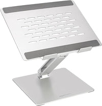 Amazon Basics Soporte Ergonómico Ajustable para Laptop, Multiángulo con Ventilación de Calor, Bisagras Pretensadas para Mayor Estabilidad, Compatible con Laptops de 10 a 17 pulgadas, Plateado