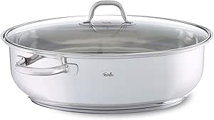 Fissler/Roestvrijstalen braadpan (8,8 l - Ø 38 cm) grote ovale stoofpan, met glazen deksel, oven- en vaatwasmachinebestendig - inductie, zilver