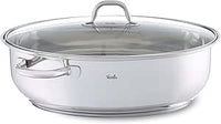 Fissler/Roestvrijstalen braadpan (8,8 l - Ø 38 cm) grote ovale stoofpan, met glazen deksel, oven- en vaatwasmachinebestendig - inductie, zilver