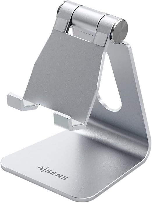 AISENS Soporte De Sobremesa Tamaño M Ajustable (1 Pivote) Para Movil / Tablet. Plata