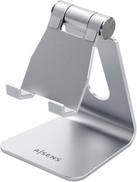 AISENS Soporte De Sobremesa Tamaño M Ajustable (1 Pivote) Para Movil / Tablet. Plata