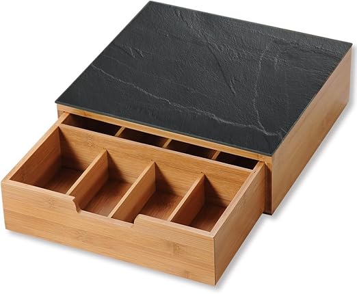 Kesper 58951 - Caja Con Cajón y 8 Compartimentos Para Cápsulas de Café, Té y Bolsas de Té