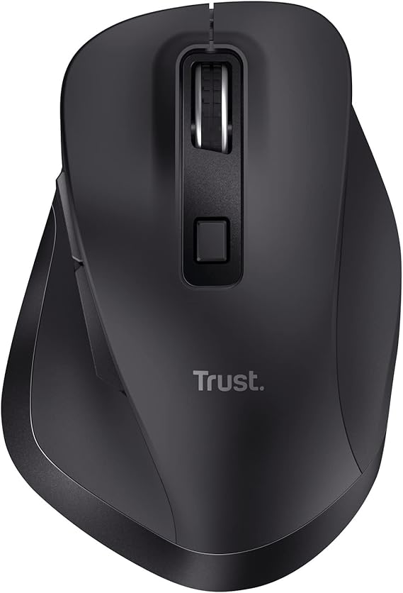 Trust Fyda Ratón Inalámbrico Recargable, Diseño Sostenible, 800-2400 PPP, 6 Botones, Soporte para Pulgar, 2,4 GHz, Receptor USB, Ratón Ergonomico para Ordenador Portátil, PC, Macbook, Oficina