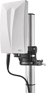 EMOS - Antena Interior y Exterior Village, Antena Activa Universal para recepción a Distancia (0-80 km) de DVB-T2, Dab, FM, Full HD, con Filtro LTE Integrado, Filtro 4G, 5G y Amplificador