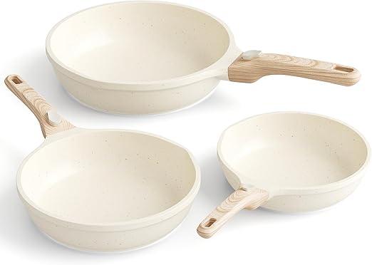 RIOVARM Inducción Juego de sartenes con asas Desmontables, Antiadherente Batería de cocina 20 cm 24 cm 28 cm, Granito Sartén para tortillas sin PFOA, Sartenes para freír Apto para lavavajillas y horno