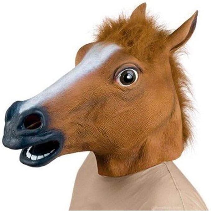 Lypumso Máscara Cabeza de Caballo, Mascara Caballo Animal de Látex para Halloween Carnaval Traje Máscara Navidad Fiesta Decoraciones Adulto Accesorio del Traje (Marrón)