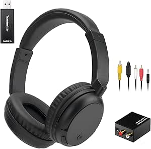 Auriculares Inalámbricos Bluetooth 5.3 Para Tv, Auriculares Inalámbricos Para Tv Aptos Para Personas Mayores, 30 Horas de Reproducción, Aptos Para Viajar/Móvil/Ordenador, Peso 140g - Negro