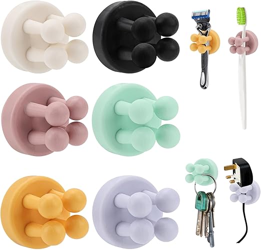 6 soportes de silicona para cepillo de dientes sin taladrar, soporte para cepillo de dientes, soporte para cepillo de dientes, soporte para cepillo de dientes, soporte para cepillo de dientes, soporte