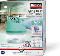 Rubson - Absorbedor de humedad Aero 360° Color Azur (1 dispositivo + 1 recarga de 450g) - Absorbedor antihumedad para habitaciones de hasta 20 m² - Deshumidificador de aire antiolor y antimoho