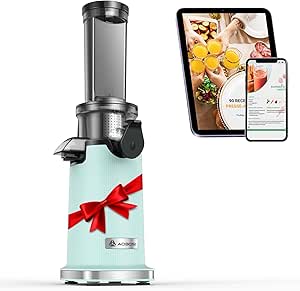 Mini Extractor de zumos y verduras AAOBOSI-exprimidor electrico con función de masticación inversa-licuadora prensado en frio con cepillo y 2 tazas-extractor de zumos.