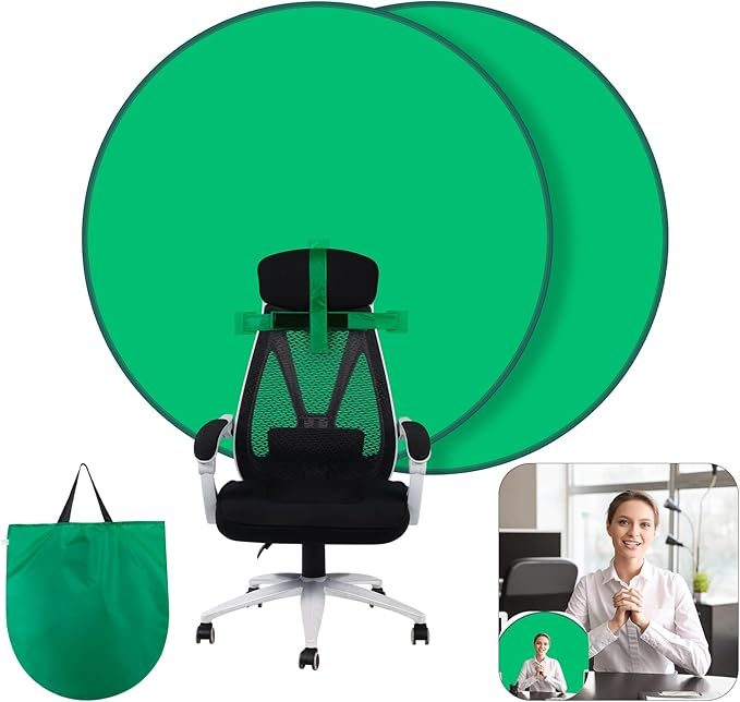 Croma Verde Silla,GRABADO Green Screen Plegable,Greenscreen Fondo de Pantalla with Stand，Pantalla Verde Fijar en Silla para Estudio de Video Fotográfico，TV，Youtube，Reuniones en Línea(142cm)