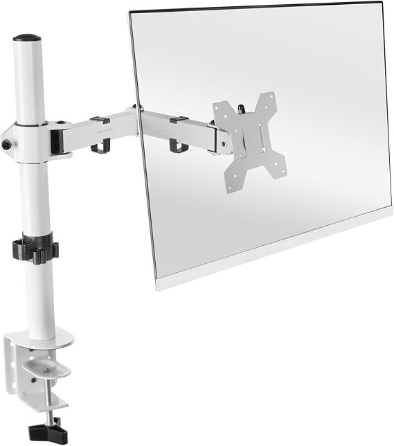 Mars Gaming MARM1, Soporte de Monitor de Brazo para Pantallas hasta 32”, Articulado y Regulable en Altura, Estructura Robusta, Compatible con VESA75 y VESA100, Blanco