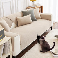 DUJUIKE Funda para Sofà Chaise Longue,Funda de sofá de Chenilla de espigapara,Niños Perros Gatos Amante de Las Mascotas,Suave al Tacto,con Diseño Antideslizante(90x210cm-Rectangular,Blanco)