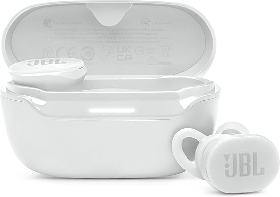 JBL Endurance Race 2, Earbuds True Wireless Bluetooth, 48 hrs de batería, Resistencia al Agua y al Polvo IP68, cancelación de Ruido, Sonido Pure Bass, Smart Ambient, Modos Deportivos, Blanco