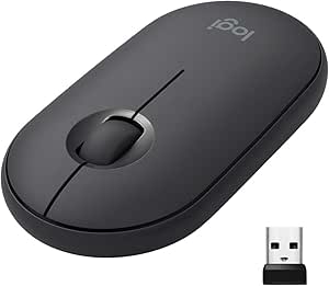 Logitech Pebble Ratón Inalámbrico, Bluetooth o 2,4 GHz con Receptor Unifying, Ratón con Clic Silencioso para Portátil/Notebook/PC/Mac/iPad OS/Chromebook - Negro