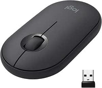 Logitech Pebble Ratón Inalámbrico, Bluetooth o 2,4 GHz con Receptor Unifying, Ratón con Clic Silencioso para Portátil/Notebook/PC/Mac/iPad OS/Chromebook - Negro