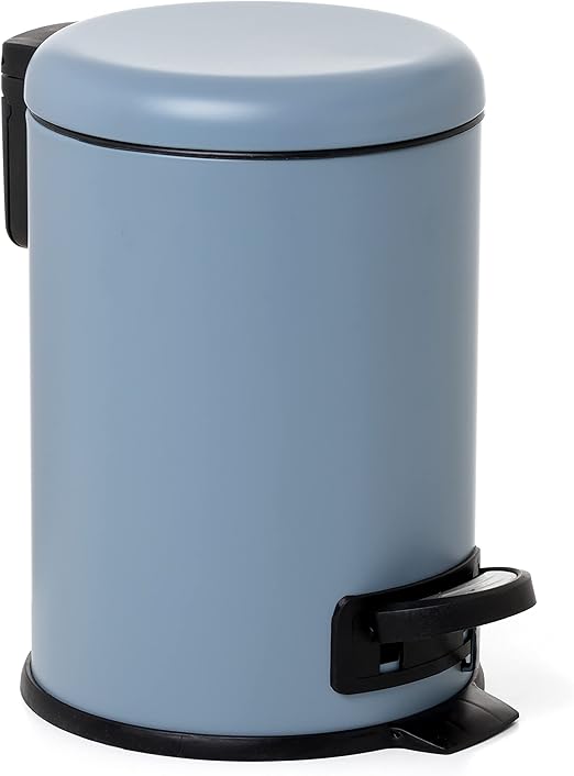 Tatay Papelera Baño Pedal 3L | Apertura Higiénica y Sin Contacto | Cierre Amortiguado y Silencioso | Interior Extraíble para Fácil Limpieza | Diseño Funcional | 19x21,8x22,1 cm – Modelo Nordic - Azul