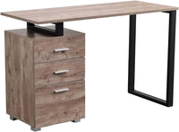 BAKAJI Escritorio con cajonera de 3 cajones, Mesa de Trabajo para Ordenador de Madera con Estructura de Acero, diseño Moderno, 120 x 50 x 75 cm, decoración del hogar o la Oficina, Dormitorio (Roble)