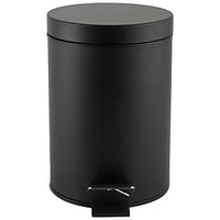Beldray cubo de baño con pedal 3 L - papelera pequeña redonda de acero inoxidable, tapa de cierre suave, cubo interior extraíble, ideal para baño, dormitorio u oficina, negro