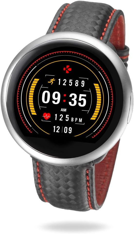 MyKronoz ZeRound2HR Premium - Smartwatch con Monitor de Ritmo cardíaco, micrófono Incorporado y Altavoz, Color Plata y Negro