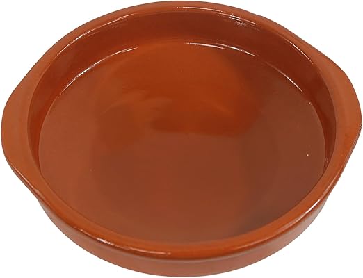 Fackelmann Cazuela de Barro Tradicional, Cazuela de Cerámica Rústica, Apta para Cocina de Gas y Eléctrica, Microondas y Horno, Color Natural, 16 cm Diámetro, Borde 4 cm, 1 ud.
