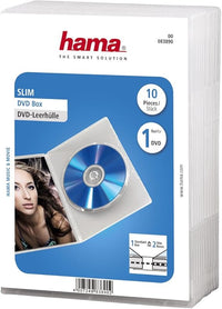 Hama DVD-Hülle Slim 15er-Pack (auch passend für CDs und Blu-Rays) extra schmal, mit Folie zum Einstecken des Covers, transparent