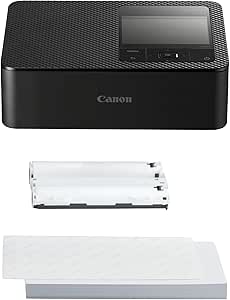 Canon Kit de Papel para Impresora fotográfica portátil SELPHY CP1500, Negro - Impresora Bluetooth inalámbrica con Accesorios - Compacta y Ligera - con 54 Hojas de Papel 4x6