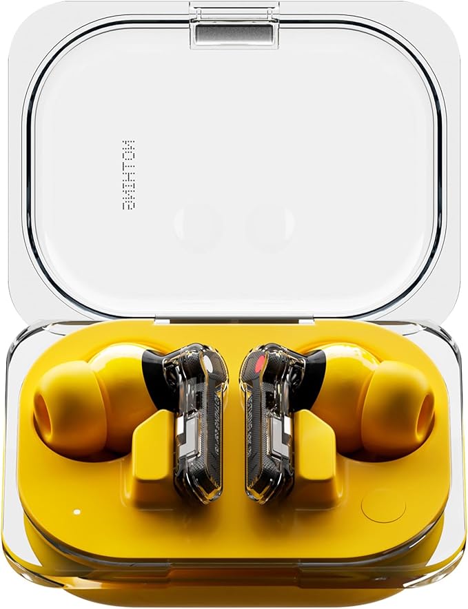 Nothing Ear (a) Auriculares inalambricos Bluetooth con Integración de ChatGPT, Cancelación de Ruido Activa, Algoritmo de Mejora de Graves y hasta 42,5 Horas de reproducción - Amarillo