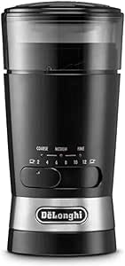 De'Longhi KG210 Molinillo de Café, Capacidad 90 Gramos, Cuchillas de Acero Inóxidable, Capacidad de Tazas Ajustable, Nivel de Molienda Ajustable, Uso Sencillo, 170 W, Color Negro