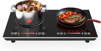 GTKZW Placa de Inducción 2 Fuegos 3600W, Placa de Cocina Eléctrica 60cm Portátil con 9 Niveles de Potencia, Temporizador y Bloqueo Infantil, Hornillo para Cocina y Apartamento