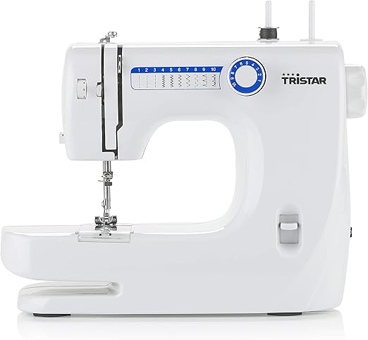 Tristar Máquina de Coser, Modelo para Principiantes, 10 Puntadas, Brazo Libre, Aguja Doble, Enhebrado Fácil, Diseño Ligero, No apta para telas gruesas, Ideal desde 12 años, SM-6000